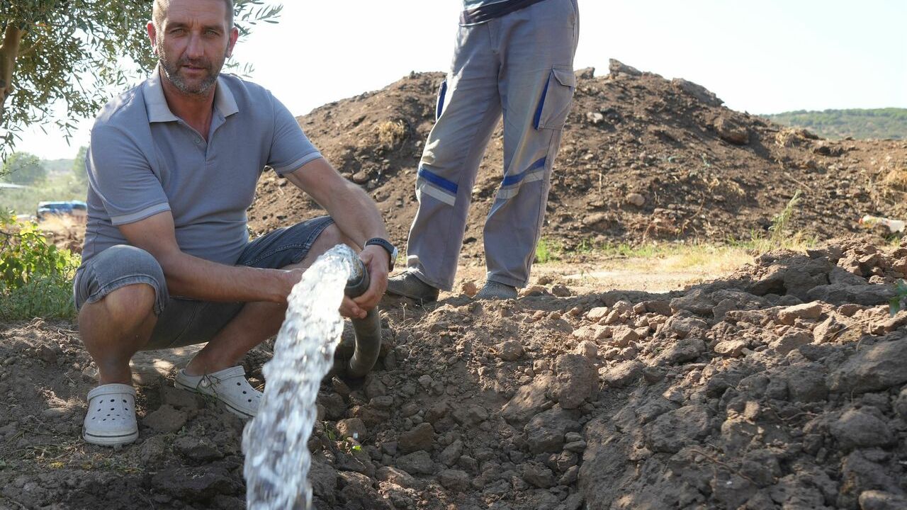 Erdek'te 80 bin zeytin ağacı suya kavuştu