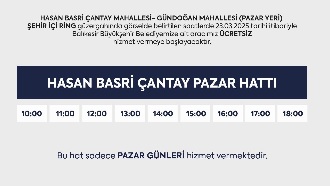 Pazar Pazarı'na ücretsiz ring seferleri başlıyor