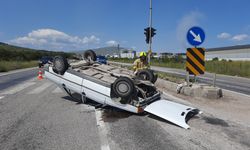 Gönen-Bandırma Yolunda Korkunç Kaza! Araç Ters Döndü!
