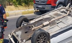 Balıkesir Gömeç'te Korkutan Kaza! Araç Takla Attı!