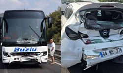 Manisa'da Feci Kaza! Yolcu Otobüsü ve Otomobil Çarpıştı!
