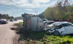 Susurluk’ta Facia Kıl Payı Atlatıldı! Tanker Devrildi! 7 Araç Hasar Gördü!