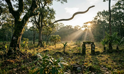 Doğanın Gizli Deneyi: Kamboçya Mağaralarında Uçan Yılan Keşfedildi!
