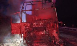 Samsun-Ankara Yolunda Korkutan Yangın: Azerbaycan Plakalı Tır Kullanılamaz Halde