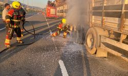 Edremit E-87 Karayolu'nda Korku Dolu Anlar! Tomruk Yüklü Tır Alev Topuna Döndü: Yol Trafiğe Kapatıldı…