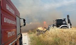 Balıkesir Gönen'de Korkutan Yangın! Dönümlerce Ekili Arazi Alevlere Teslim Oldu!