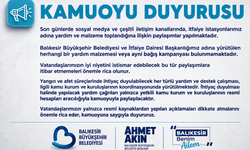 Balıkesir Büyükşehir'den sahte yardım çağrılarına karşı uyarı