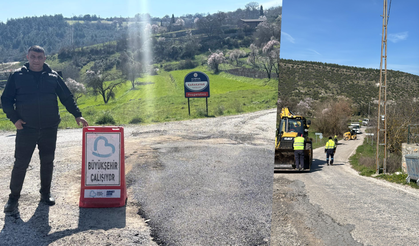 Karakavak yolunda bakım onarım... Muhtar'dan Büyükşehir'e teşekkür