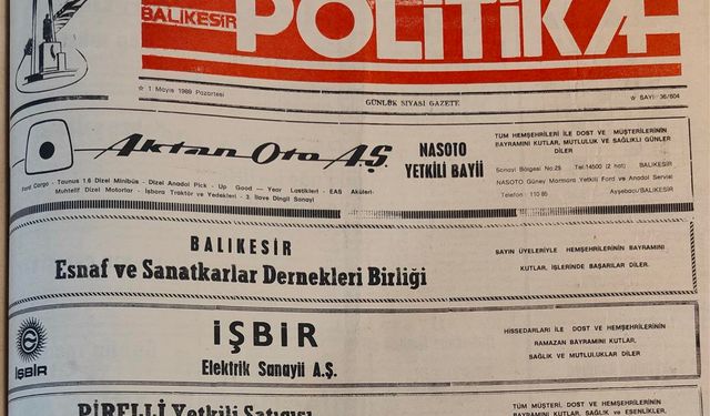 1 Mayıs 1989 Pazartesi: Bayram ilanları