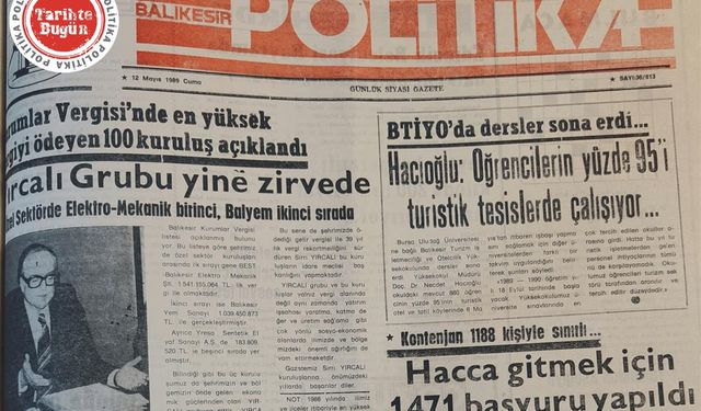 12 Mayıs 1989 Cuma: Yırcalı grubu yine zirvede