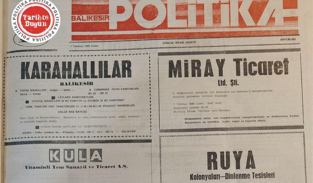 7 Temmuz 1989 Cuma: Kurban bayramı ilanları