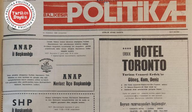 12 Temmuz 1989 Çarşamba: Kurban bayramı ilanları