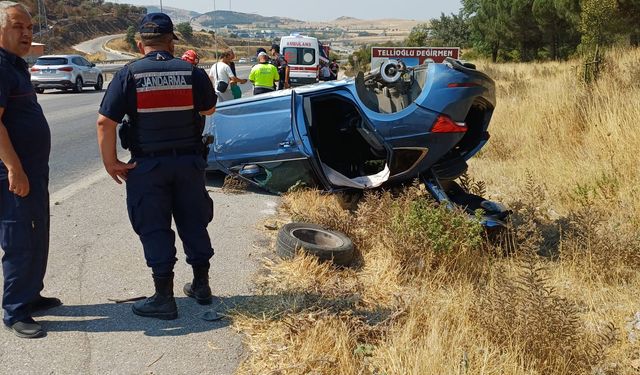Susurluk - Balıkesir Yolunda Feci Kaza! Araç Takla Attı!