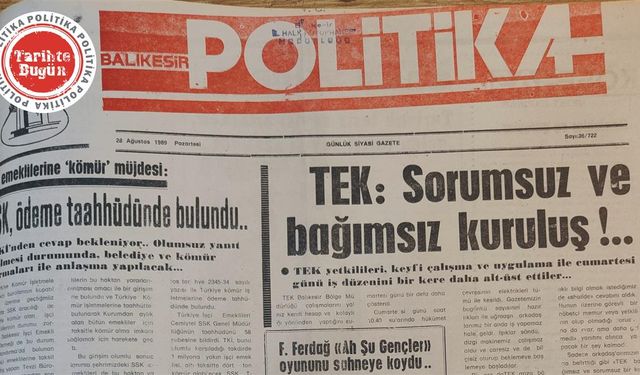28 Ağustos 1989 Pazartesi: Tek sorumsuz ve bağımsız kuruluş