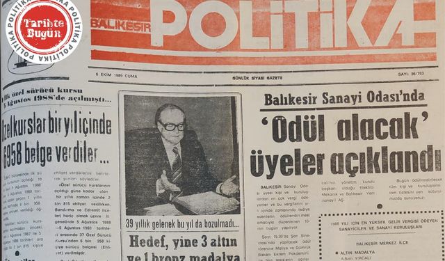 6 Ekim 1989 Cuma: Ödül alacak sanayiciler açıklandı