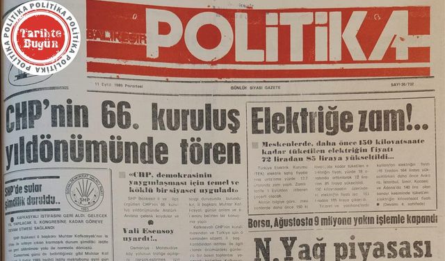 11 Eylül 1989 Pazartesi: CHP’nin 66. Yıldönümünde tören