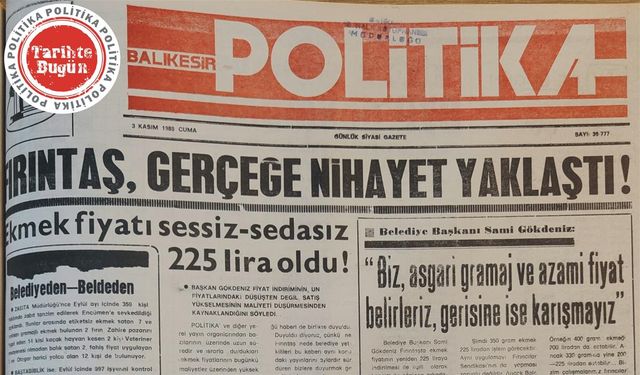 3 Kasım 1989Cuma:Fırıntaş gerçeğe nihayet yaklaştı
