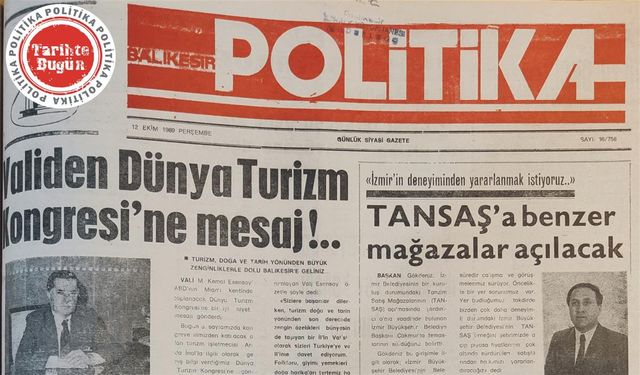 12 Ekim 1989 Perşembe: Validen Dünya Turizm Kongresine mesaj