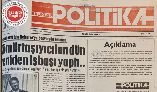 1 Kasım 89 Çarşamba: Kömür taşıyıcıları yeniden işbaşı yaptı