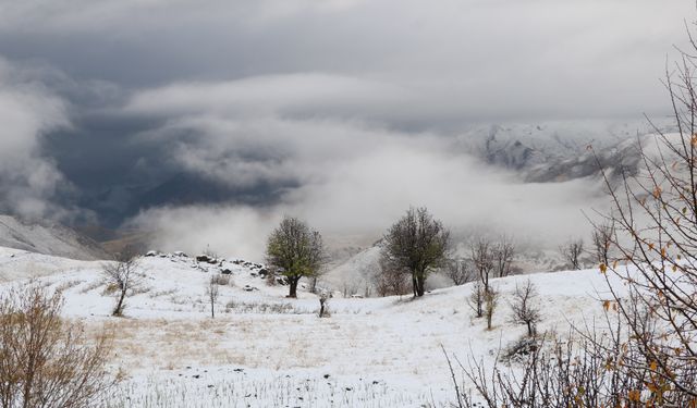 Hakkari'de Kar Yağışı! Yüksek Kesimlerde Mevisimin İlk Karı Etkisini Gösterdi:
