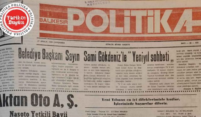 27 Aralık 1989 Çarşamba: Başkan Gökdeniz ile yeni yıl sohbeti