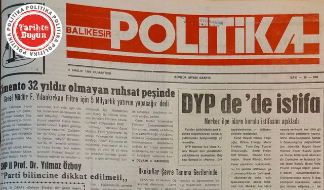 9 Aralık 1989 Cumartesi: DYP’de istifa