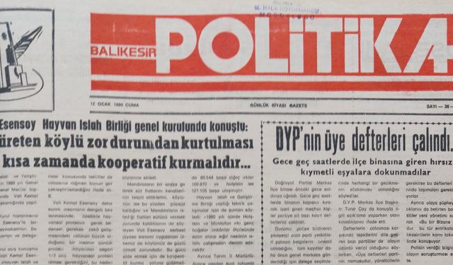 12 Ocak 1989 Cuma: DYP’nin üye defteri çalındı