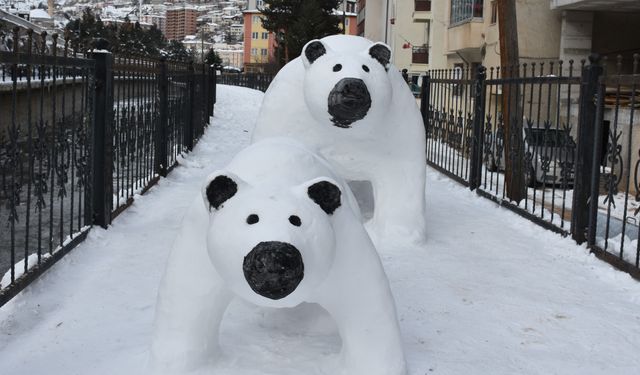 Karı Sanata Dönüştürdü: Gümüşhane’de Anne ve Yavru Ayı Figürleri İlgi Odağı Oldu
