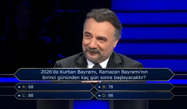 Kim Milyoner Olmak İster'de Soruldu: 2026'da Kurban Bayramı, Ramazan Bayramı'nın kaç gün sonra başlayacak?
