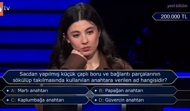 Kim Milyoner Olmak İster Cevap Anahtarı: Boru Sökmede Kullanılan O Aletin Adı Ne?