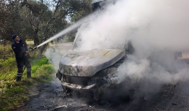 Ayvacık'ta Balık Yüklü Kamyonet Alev Aldı