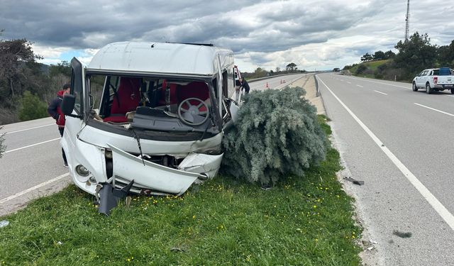 Çanakkale Ayvacık'ta Korkutan Kaza! Minibüs Ağaca Çarptı: 2 Yaralı