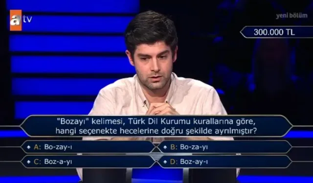 Kim Milyoner Olmak İster'de Dil Bilgisi Sınavı: Bozayı Ayrı mı Yazılır Birleşik mi?