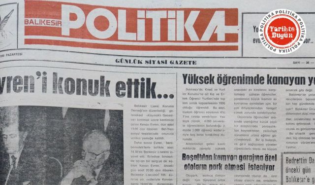 12 Mart 1990 Pazartesi: Evren’i konuk ettik