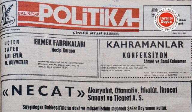26 Nisan 1990 Perşembe: Bayram ilanları