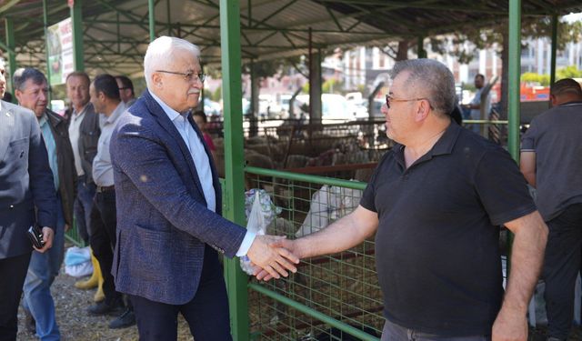 Burhaniye'de Bayram Hazırlığı: Başkan Deveciler Hayvan Pazarı'nı Ziyaret Etti