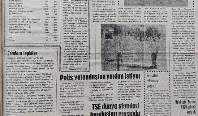 22 Haziran 1990 Cuma: Belediyeden zam yağmuru