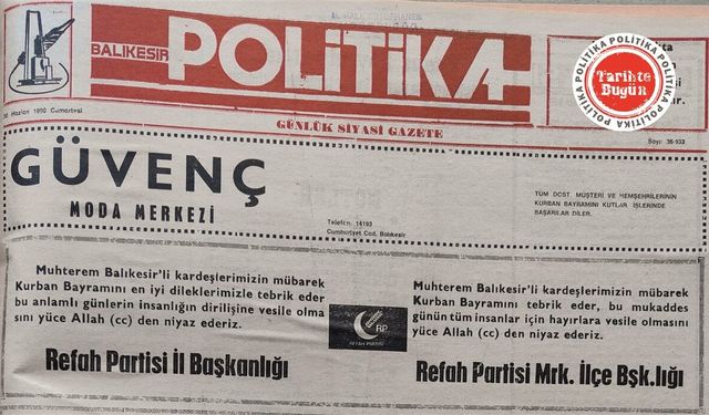 30 Haziran 1990 Cumartesi: Bayram ilanları