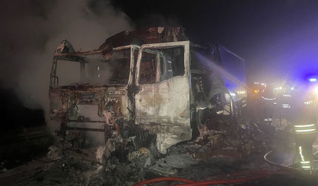 Anadolu Otoyolu Bolu Geçişinde Korkutan Yangın: Tavuk Eti Yüklü Tır Alev Alev Yandı!
