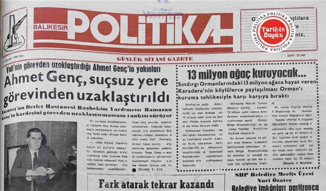 24 Temmuz 1990 Salı: 13 milyon ağaç kuruyacak