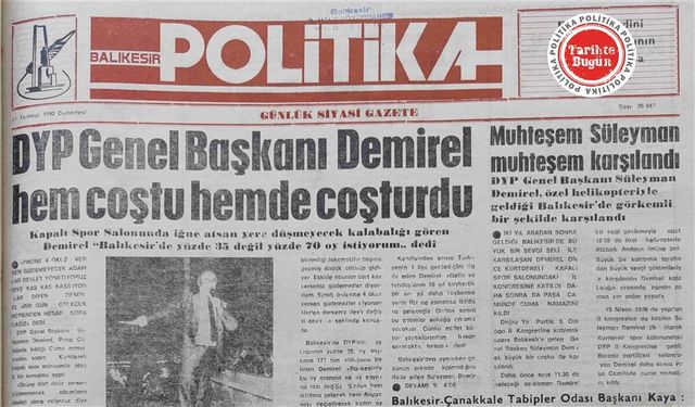 21 Temmuz 1990 Cumartesi: DYP Genel Başkanı Demirel hem coştu, hem coşturdu