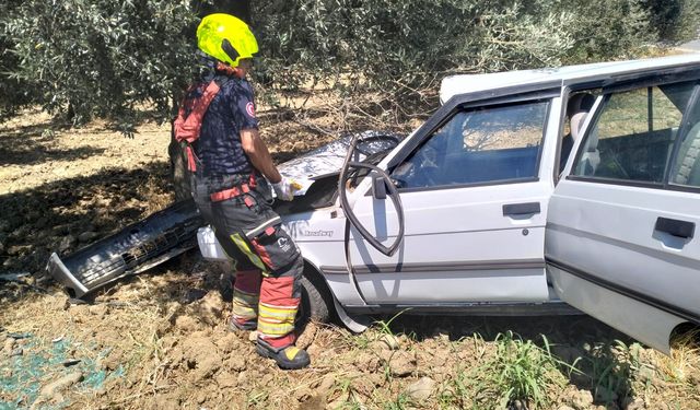 Havran'da Korkutan Trafik Kazası! Araç Yoldan Çıktı!