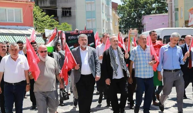 Kepsut'ta Filistin'e destek yürüyüşü