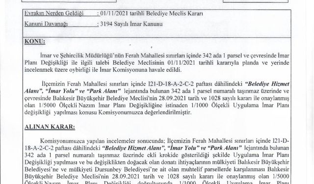 Dursunbey Belediyesi'nde 'imar rantı' iddiası!