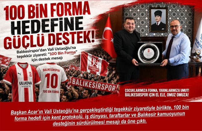 Balıkesirspor’dan Vali Ustaoğlu’na teşekkür ziyareti: “100 Bin Forma” için destek mesajı