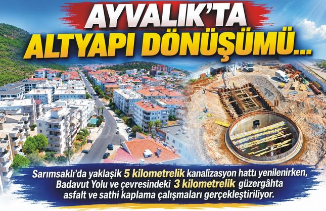 Ayvalık'ta Altyapı Yenileniyor, Badavut Yolu Baştan Sona Değişiyor