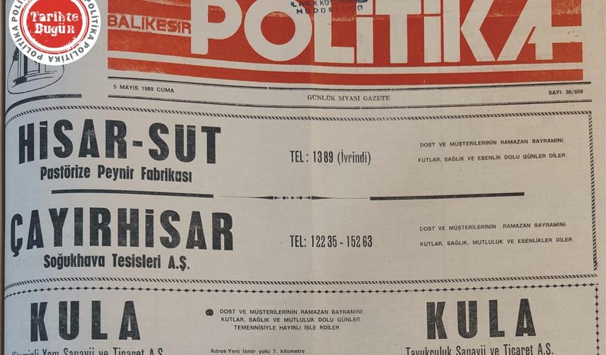 5 Mayıs 1989 Cuma: Bayram ilanları