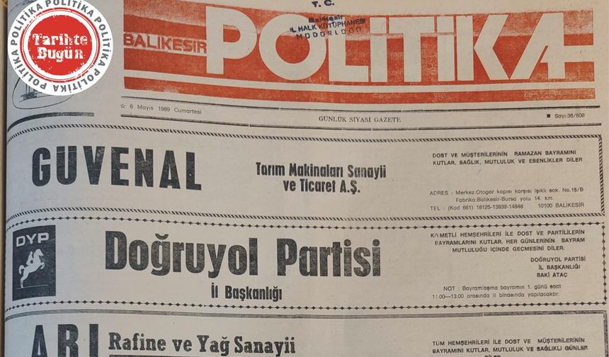 6 Mayıs 1989 Cumartesi: Bayram ilanları