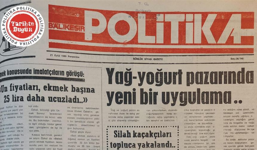 21 Eylül 1989 Perşembe: Yağ yoğurt pazarında yeni bir uygulama