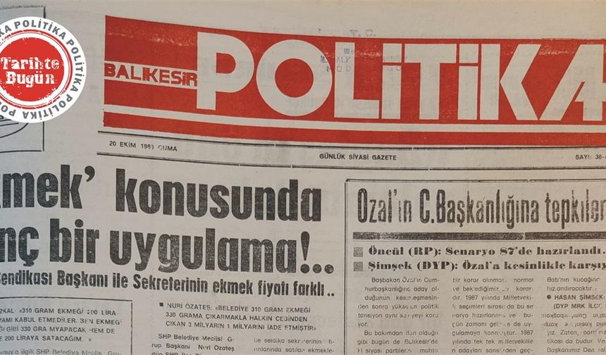 20 Ekim 1989 Cuma: Ekmek konusunda ilginç bir uygulama